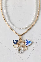 Val Pearl Layering Charm Necklace Set