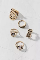 Statement Stone Swirl Ring Set