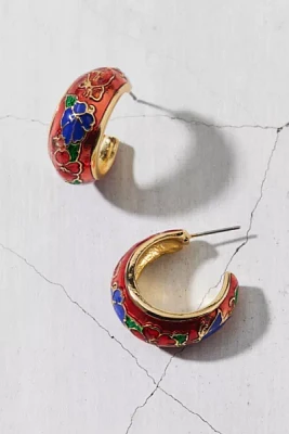 Diana Floral Enamel Hoop Earring