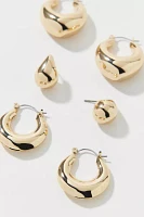 Oblong Chubby Hoop Earring Set