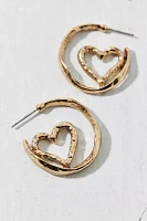 Textured Heart Hoop Earring