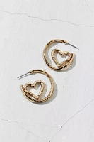 Textured Heart Hoop Earring