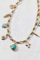 Cynthia Enameled Locket Mixed Charm Necklace