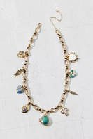 Cynthia Enameled Locket Mixed Charm Necklace