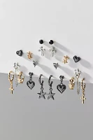 Cross My Heart Mixed Metal Post & Hoop Earring Set