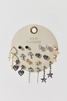 Cross My Heart Mixed Metal Post & Hoop Earring Set