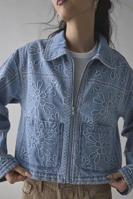 Kimchi Blue Mary Floral Embroidered Denim Jacket