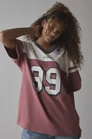 99 Varsity Graphic Oversized V-Neck Jersey Tee