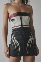 Jaded London Xiva Motocross Faux Leather Strapless Mini Dress