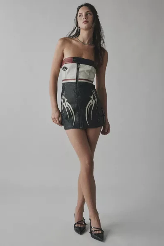 Jaded London Xiva Motocross Faux Leather Strapless Mini Dress