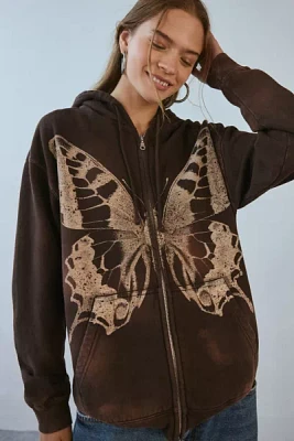 Project Social T Butterly Graphic Zip-Up Hoodie Sweatshirt