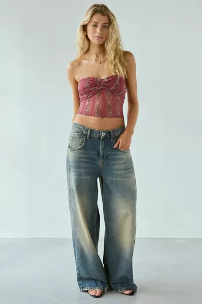 ReMADE By UO Remnants Twist-Front Lace Tube Top