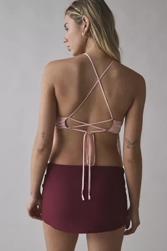 UO Zolli Embroidered Open-Back Fringe Halter Top