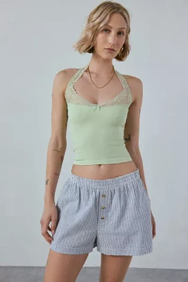 Out From Under Laney Lace Trim Seamless Knit Halter Top