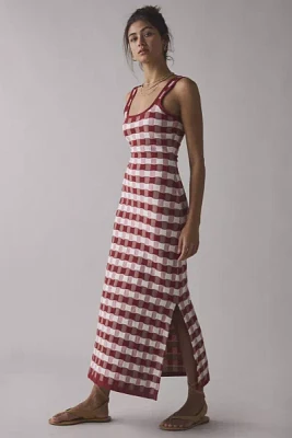 House Of Sunny Picnic Hockney Gingham Knit Maxi Dress