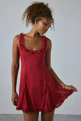 Motel Fulvia Ruffle Trim Slip Mini Dress