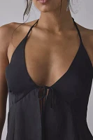 UO Catie Halter Split-Front Flyaway Tunic Top