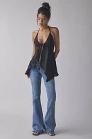 UO Catie Halter Split-Front Flyaway Tunic Top