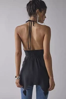 UO Catie Halter Split-Front Flyaway Tunic Top