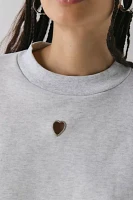 Daughter Lessons Love Heart Cutout Crew Neck Pullover Sweatshirt