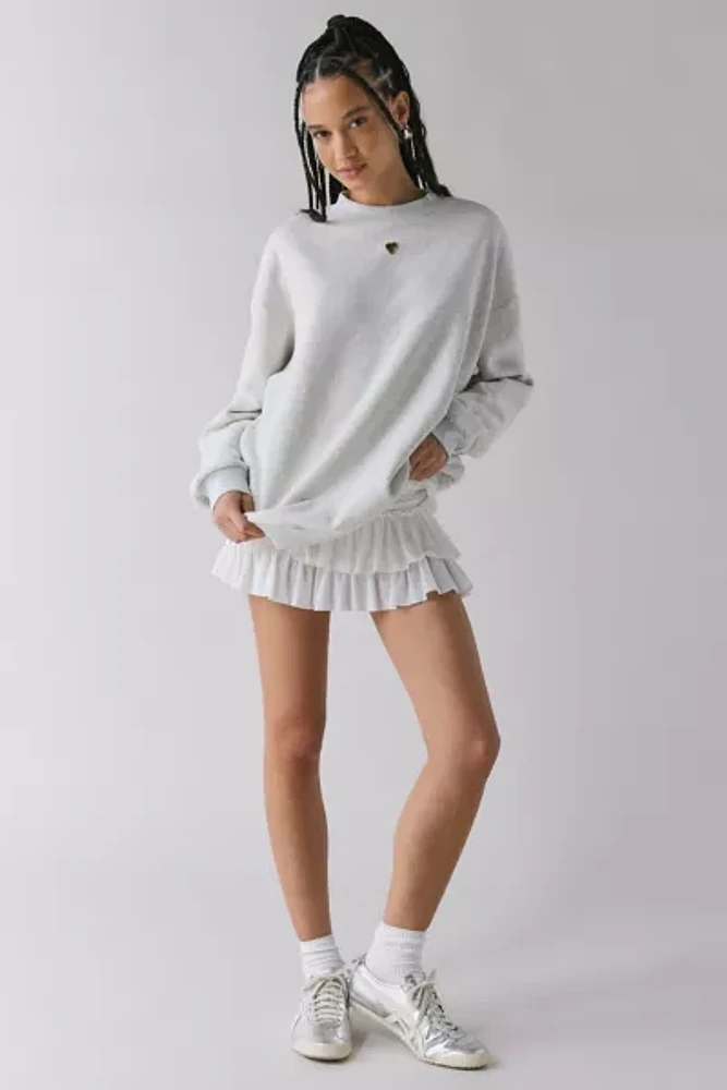 Daughter Lessons Love Heart Cutout Crew Neck Pullover Sweatshirt