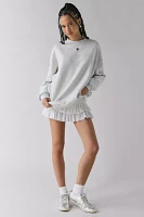 Daughter Lessons Love Heart Cutout Crew Neck Pullover Sweatshirt