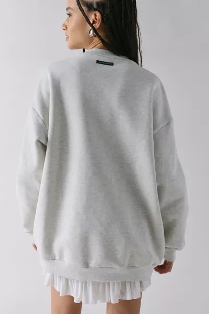 Daughter Lessons Love Heart Cutout Crew Neck Pullover Sweatshirt