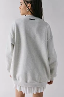 Daughter Lessons Love Heart Cutout Crew Neck Pullover Sweatshirt