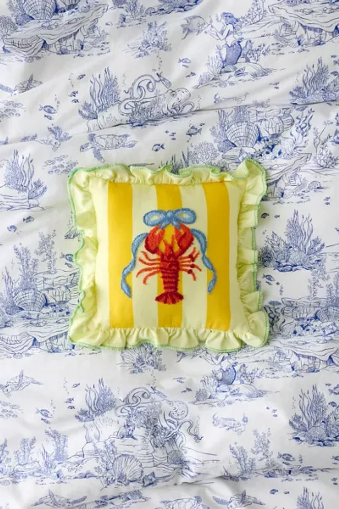 Palm B*tch Tufted Striped Ruffle Mini Throw Pillow