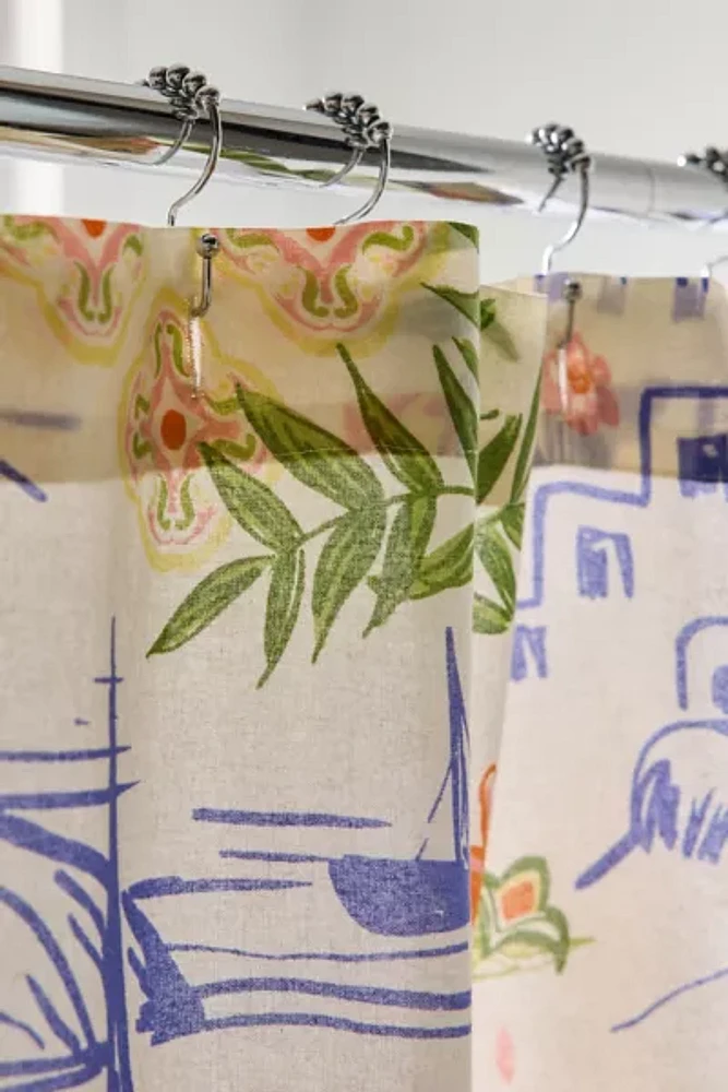 Santorini Patterned Shower Curtain