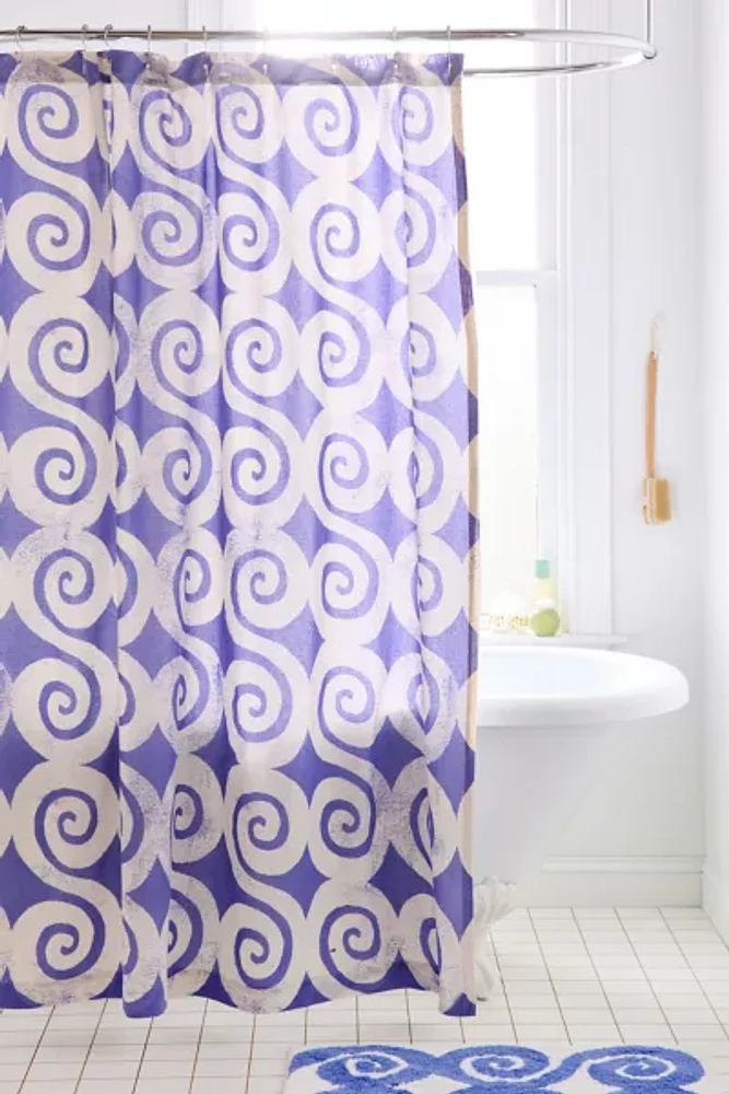 Swirly Icon Patterned Shower Curtain
