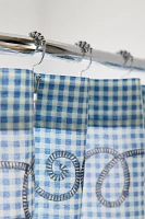Jessie Gingham Floral Patterned Shower Curtain