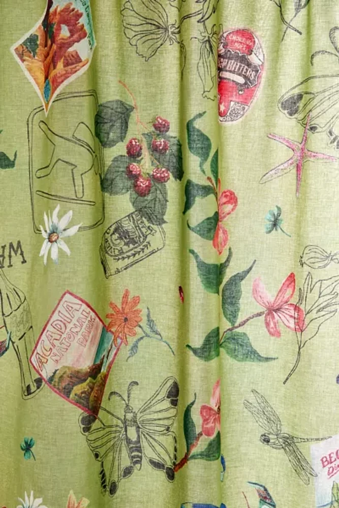 Postcard Patterned Shower Curtain