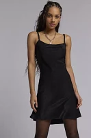 Glamorous Black Satin Strappy Mini Dress