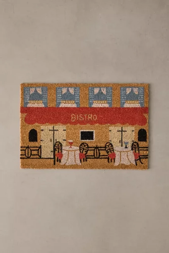 Bistro Scene Printed Coir Doormat
