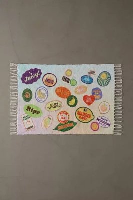 Fruit Sticker Collage Printed Rug