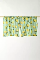 Lemon Graphic Stripe Patterned Café Curtain Set