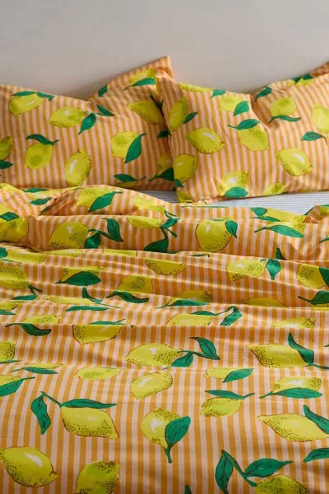 Lemon Graphic Stripe Patterned Duvet Cover Set