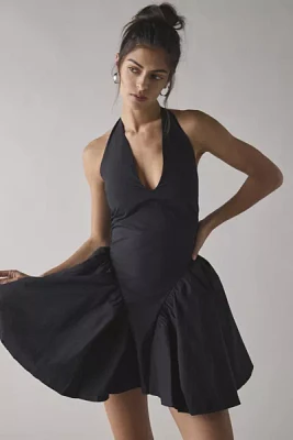 Glamorous Black Basque Waist Halter Mini Dress