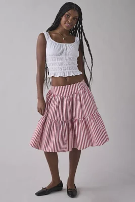Kimchi Blue Malia Tiered Cotton Midi Skirt