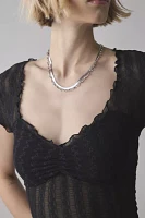 Kimchi Blue Anabella Textured Sheer Mesh Lettuce-Edge Top