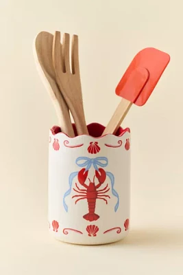Emily Scalloped Ceramic Utensil Holder