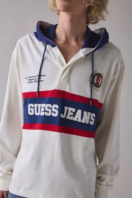 GUESS JEANS Hooded Long Sleeve Rugby Tee