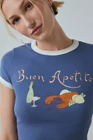 BDG Too Perfect Buen Apetito Graphic Ringer Baby Tee