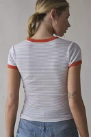 BDG Too Perfect Maine Lobster Roll Graphic Striped Ringer Baby Tee