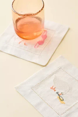 Icon Embroidered Fabric Coaster Set