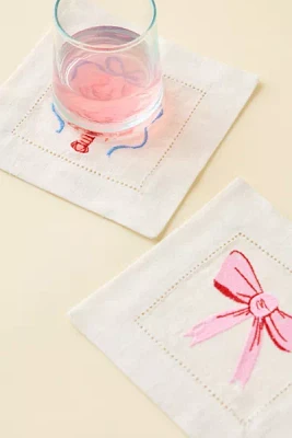 Icon Embroidered Fabric Coaster Set