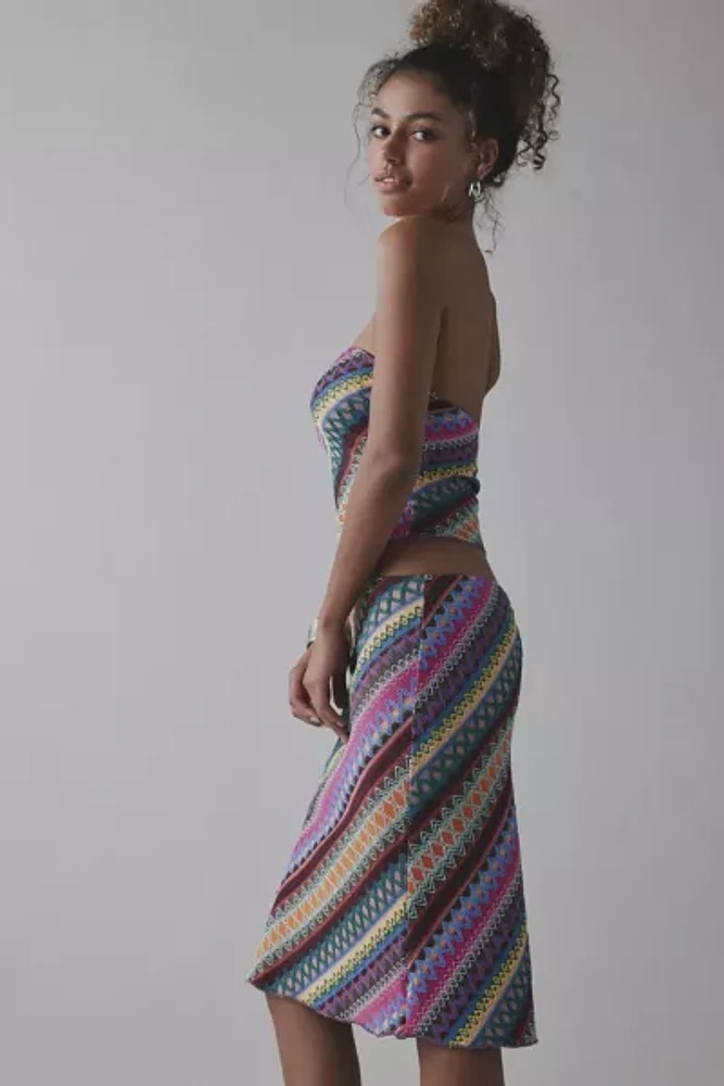 UO Ziggy Embroidered Knit Tube Top & Midi Skirt Set