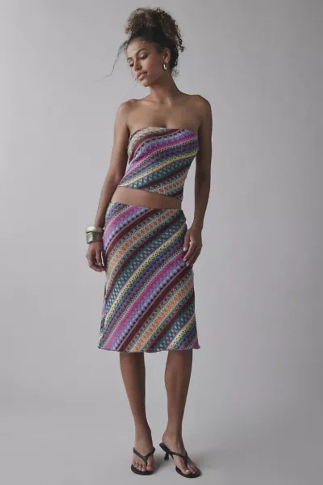 UO Ziggy Embroidered Knit Tube Top & Midi Skirt Set