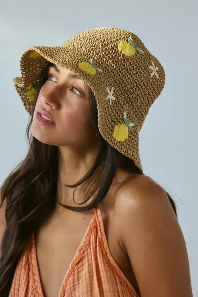 Fruit Woven Straw Bucket Hat